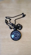 Vegvisir-Colgante de brújula vikinga para hombre y mujer, joyería de cristal, collar de cabujón, accesorios de ropa