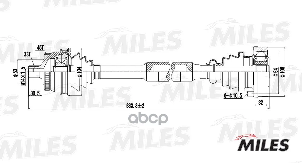 Привод В Сборе Audi A4 I/Skoda/Vw Passat V 1.8-2.0 95-05 Прав. Abs Miles Gc02011 Miles арт. GC02011