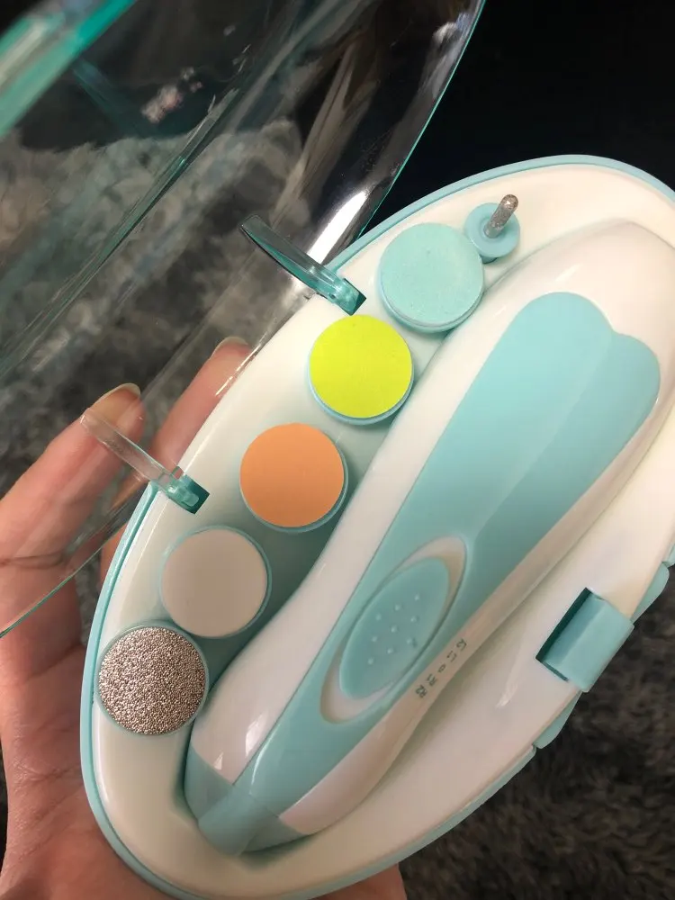 Electric nail polisher baby blue powder 6-piece electric nail clipper baby nail clipper manicure set baby newborns baby care Kit