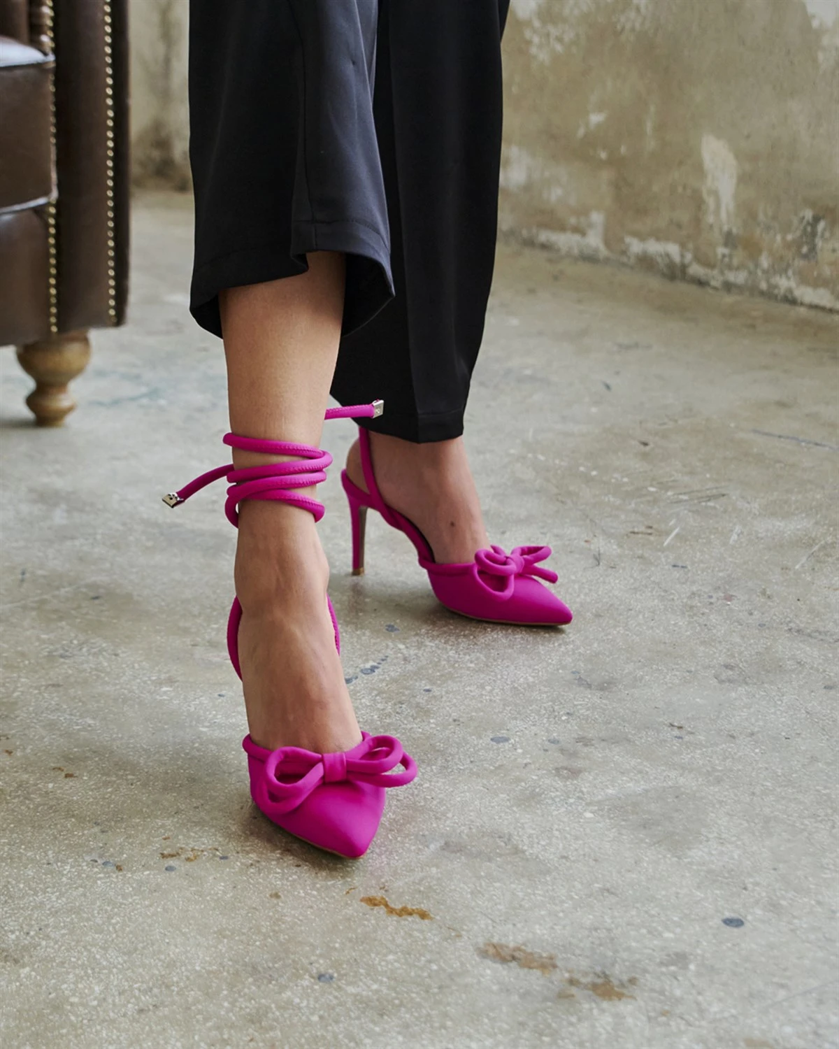 Women's Summer Colorful Fuchsia Ankle Strap Sandal Fabric Material Quality  Portable Lace Up Adjustable Thin Heeled Shoes Elegant