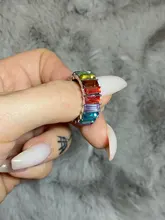 Anillos blancos de cristal de arcoíris bohemios para mujer, Baguette brillante de moda, Circonia cúbica, anillo de piedra, joyería para fiesta y boda