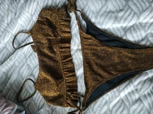 Bandage Swimwear Bikini Biquini Bathing-Suit Beachwear Mini Thong Push-Up Shiny Micro