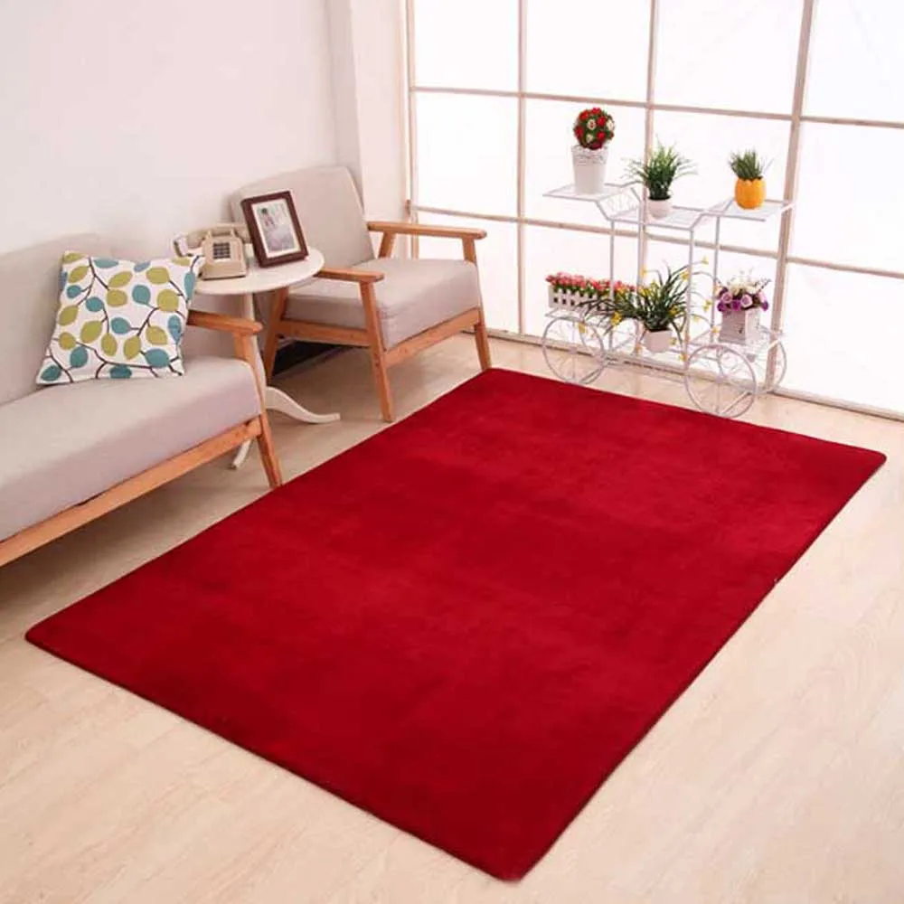 Дизайн, большой размер, теплый Противоскользящий мягкий удобный коврик для гостиной, плюшевое одеяло, дверной коврик, ковер для спальни, украшение для дома - Цвет: Short plush Wine red