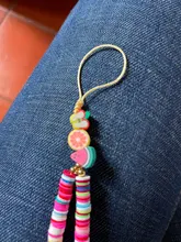 Go2Boho-cadena para la muñeca para mujer, soporte para teléfono, cadenas telefónicas de playa, correa de fruta, arcilla polimérica colorida, cordón de cuentas Heishi