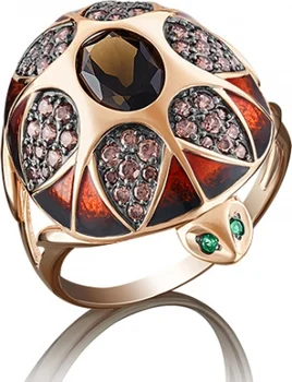 

Yuz platinum ring turtle with cubic zirconia and quartz Red Gold
