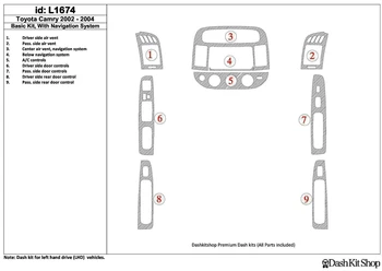 

Interior lining for Toyota Camry 2002-2004. Set L1674.