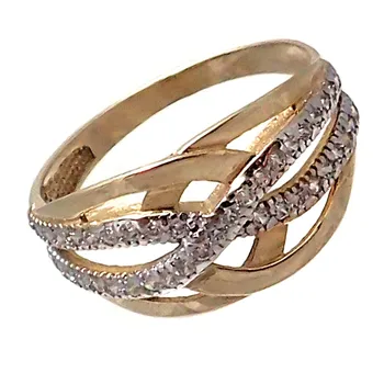 

Ring gold 9K two-tone zircons semi infinity woman