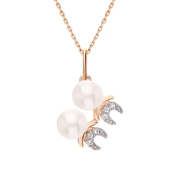 

Gold pendant with cubic zirconia and pearls cultured sunlight sample 585