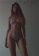 GNIM-Bikini brasileño de dos piezas para mujer, de dos piezas con espalda descubierta traje de baño, estilo triangular, ropa de playa, 2020