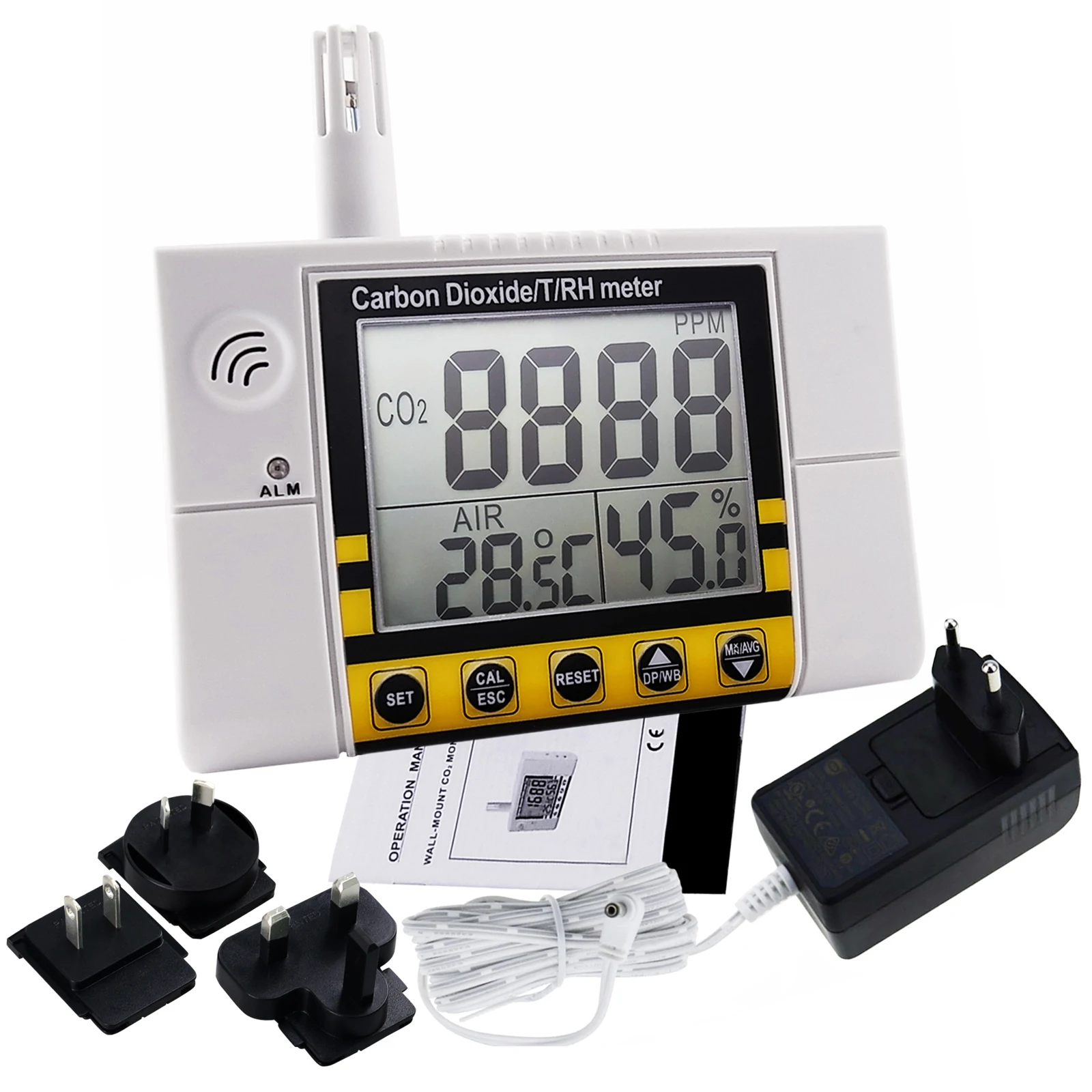 Buy 0~2000ppm Range Wall Mount Indoor Air Quality Temperature RH Carbon Dioxide CO2 Monitor Digital Meter Sensor Detector