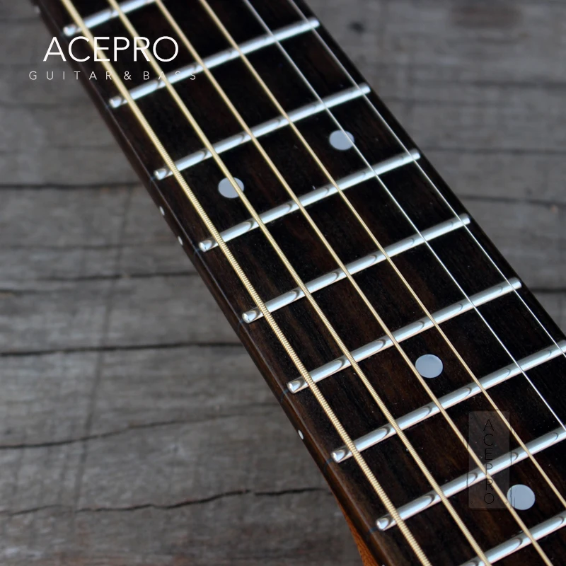 Электрическая акустическая мини гитара Acepro бесшумная дорожная жареный клен с