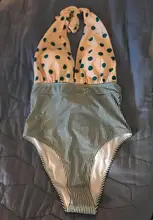 One-Piece Swimsuit CUPSHE Women Monokini Polka-Dot Retro HALTER Girls Sexy Beach Deep