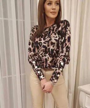 

Women Blouses Fashion Leopard Print Turtle Neck Blouse Spring 2020 Long Sleeve Shirts Party Ladies Clothes Womens BlousesTops