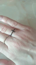 BAMOER-Anillo de plata de primera ley con forma de cruz para mujer, sortija, plata esterlina 925, Circonia cúbica, zirconia, circonita, zirconita, color negro, SCR067