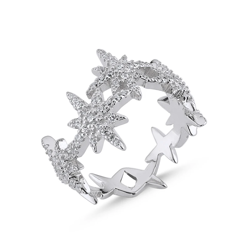 

Silver 925 Sterling Zircon Cubic Zirconia North Star Ring
