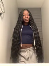 Peluca natural de cabello sintético para mujeres negras, pelo largo de onda de agua de 42 pulgadas, fibra de alta temperatura, Rubio, degradado, marrón