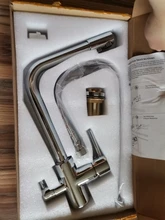 Frap de la cocina cromo grifo del fregadero de rotación de 360 grados de purificación de agua cuenta con tres vías de agua caliente y fría mezclador F4352