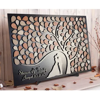 

Personalized wooden Wedding Guest Book Alternatives Tree of leaves Wedding Decor Unique Guestbook Wedding Theme 3d guestbook