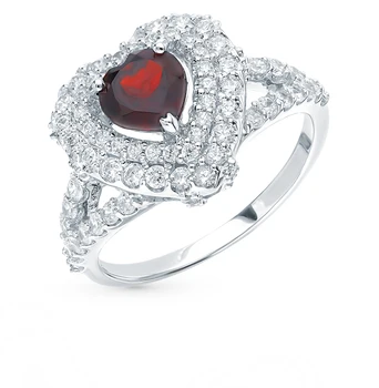 

Silver ring with cubic zirconia and Garnet sunlight sample 925