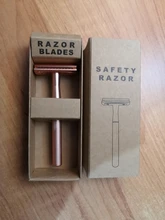 HAWARD-maquinilla de afeitar de doble filo para hombre y mujer, maquinilla de afeitar Manual clásica para la depilación, 20 hojas de afeitar, oro rosa