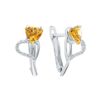 

Silver earrings with cubic zirconia and citrine sunlight sample 925