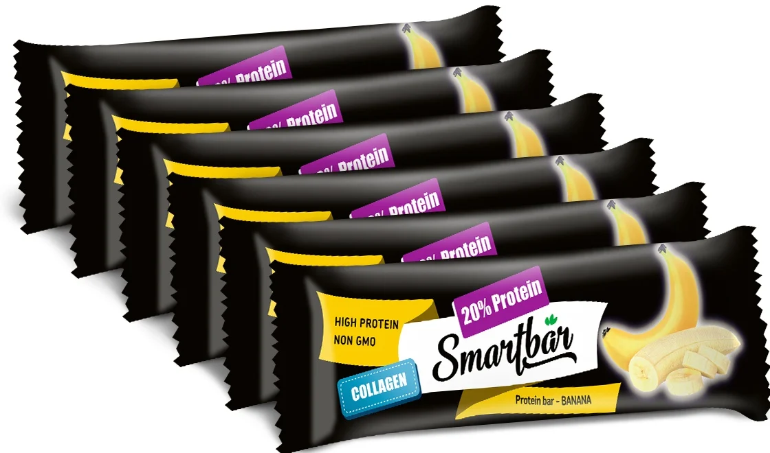 Protein bars-banana in dark glaze, smartbar protein 40g., (6 pcs) afbeelding