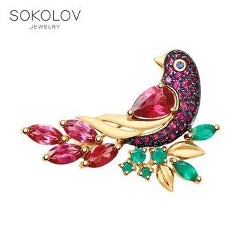 

SOKOLOV brooch of gold with a mix of stones fashion jewelry 585 women's male