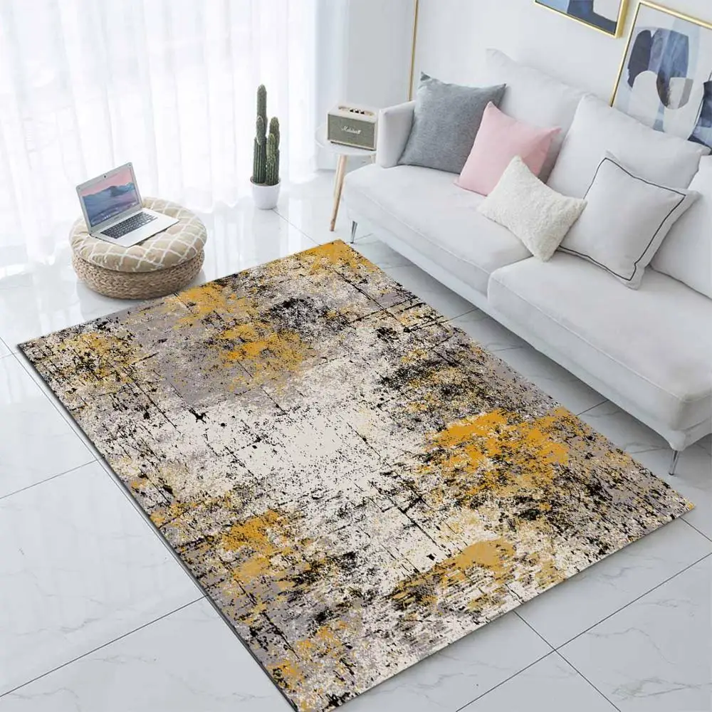Else, желтый, коричневый, акварельная краска, всплеск, Nordec, 3d принт, не скользит, микрофибра, для гостиной, современный ковер, моющийся коврик