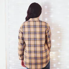 Plaid Shirt Tops Long-Sleeve Office Women Coat Loose Ladies Karsany And