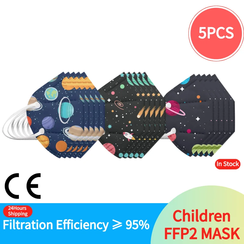 5 uds serie Planet mascarillas fpp2 niños los niños máscara KN95 máscaras máscara de pestañas 5 camadas en stock en España máscara ffp2 enfant