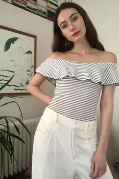 

Trendyol Striped Carmen Neck Knitted Blouse TWOSS20BZ1377