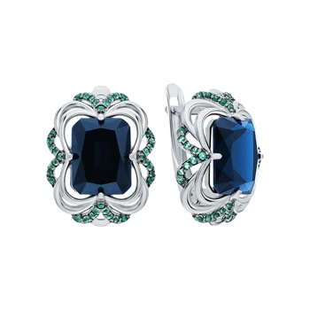 

Silver earrings with tourmaline and cubic zirconia sunlight sample 925