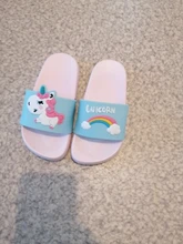 Suihyung-Zapatillas de unicornio arcoíris para niños y niñas, zapatos de playa para niños, pantuflas suaves para interiores