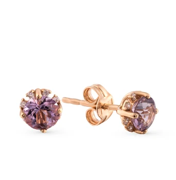 

Gold earrings with amethyst and cubic zirconia sunlight sample 585