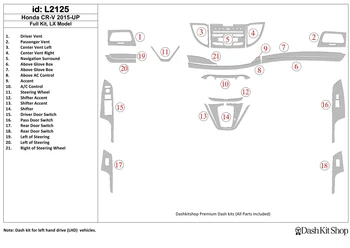 

Interior lining for Honda CR-V 2015-UP. Set L2125.