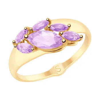 

Sokolov ring in Gold with amethyst, fashion jewelry, gold, 585, women's male