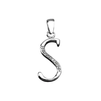 

Pendant 925 Sterling silver m letter S zircons Swedish model [AB4053]