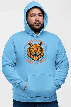 

Angemiel Wear Striped Printed Tiger Blue Men 'S Hooded Sweatshirt