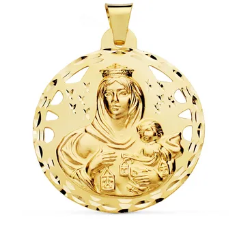 

Medal 18k gold Virgin Carmen 42mm. Openwork round [AC1033]