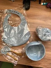 Juego de 5 uds. De cuencos de silicona para bebé, juegos de vasos, sin BPA, cuchara impermeable, alimentación antideslizante, tazón de silicona, vajilla, productos para bebé