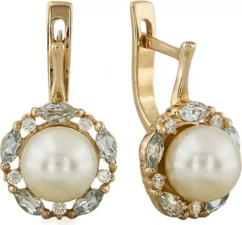 

Aloris earrings with pearls, topaz and cubic zirconia in red gold