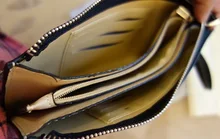 Las mujeres Vintage aceite cera Cartera de cuero con cremallera cartera mujer de gran capacidad bolso pulsera para señoritas soporte para tarjetas Simple cartera