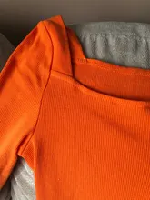 Shestyle-Bodysutis de punto de costilla para mujer, Top de cuello cuadrado naranja, Bodycon Sexy de manga larga, novedad de otoño, ropa para el cuerpo, envío directo