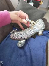 Zapatos de princesa para niñas, zapatillas con flores y brillantina para niñas pequeñas, incluye tacón alto y moño estilo mariposa, en azul, rosa y plata, talla 26-38