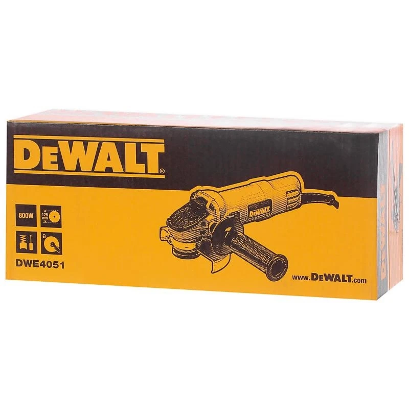 Машина шлифовальная угловая DeWalt DWE4051 (диск 125 мм, мощность 800 Вт, блокировка шпинделя)