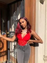 Pelucas de cabello humano con encaje frontal 13x4 para mujer, 180% ombré rojo borgoña, pelucas brasileñas de cabello ondulado rojo Remy prearrancado