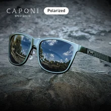 CAPONI, поляризационные Винтажные Солнцезащитные очки, мужские Модные зеркальные очки с черными линзами, классические Брендовые очки для вождения, UV400 CP8587