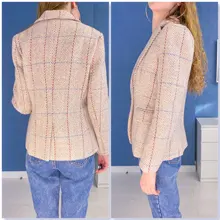 Female Blazer Coat Elegant Jacket Single-Button Wool Vintage Vimly Women Office Lady