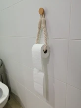 Soporte de almacenamiento de papel higiénico para cocina y baño, estante de almacenamiento con ventosa, montado en la pared, movible, cuerda colgante Vintage