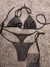 Conjunto de Bikini con lazo lateral para mujer, traje de baño Sexy con Tanga de color liso para playa y piscina, bañador brasileño para mujer